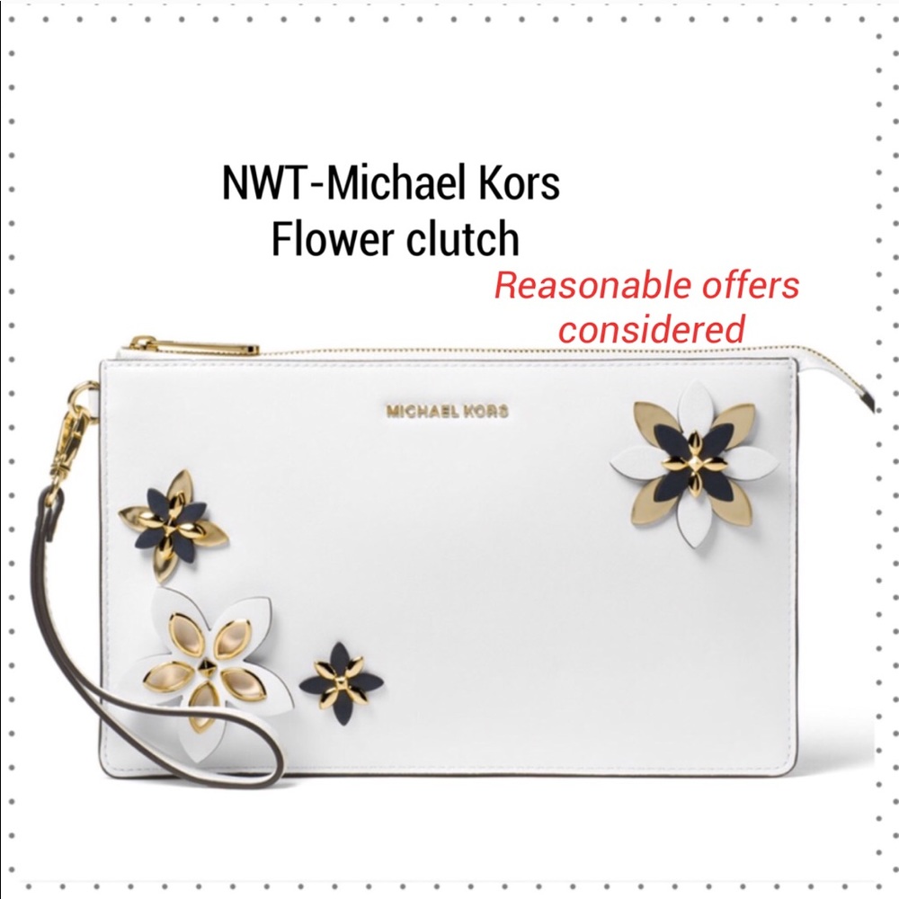 NWT Michael Kors Flora Daniela white clutch
